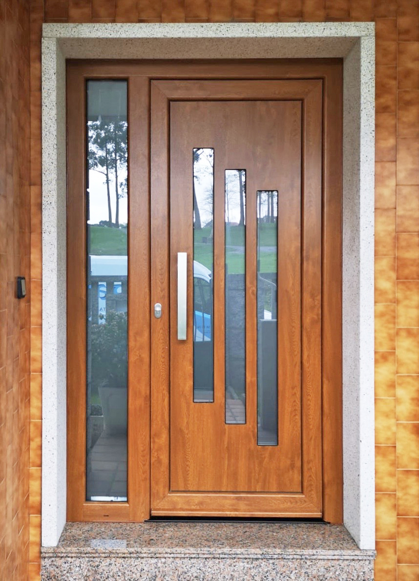 Puerta vidrio madera