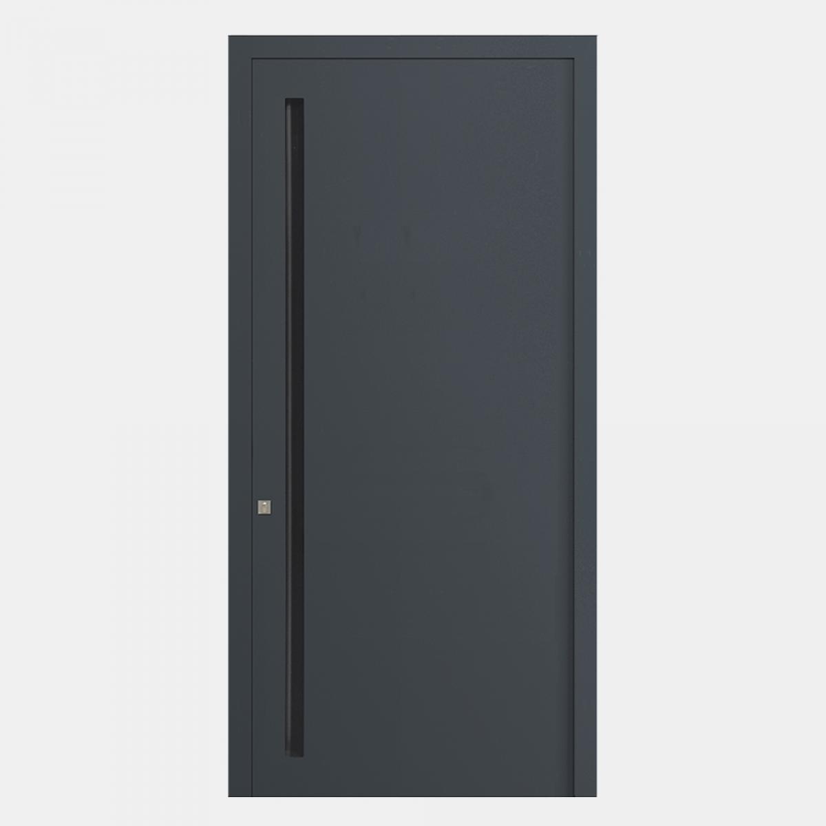 Puerta de entrada de exterior en PVC panelada con tirador oculto — Ibuku Leganés